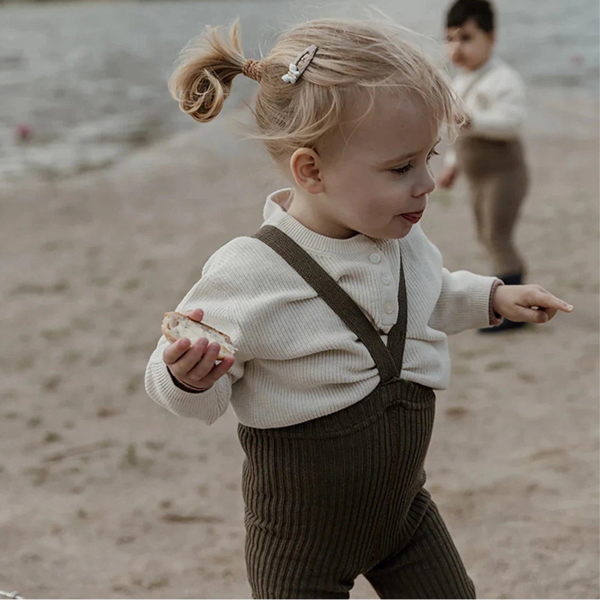 Silly Silas - Hippy Footless cotton tights with braces - Seaweed Brown | Scout & Co