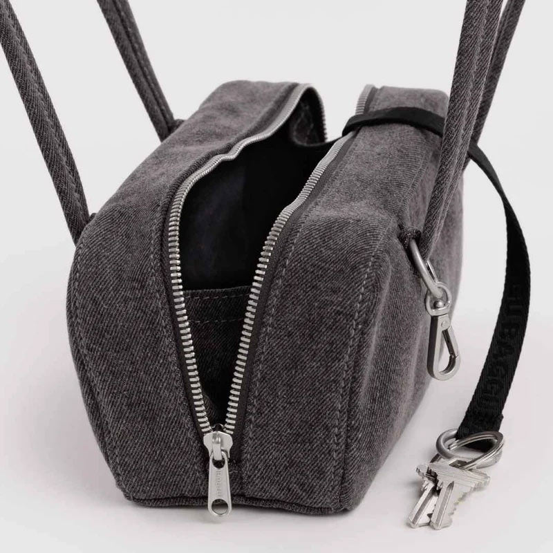 Baggu - Small Denim Bowler bag - Washed black denim | Scout & Co