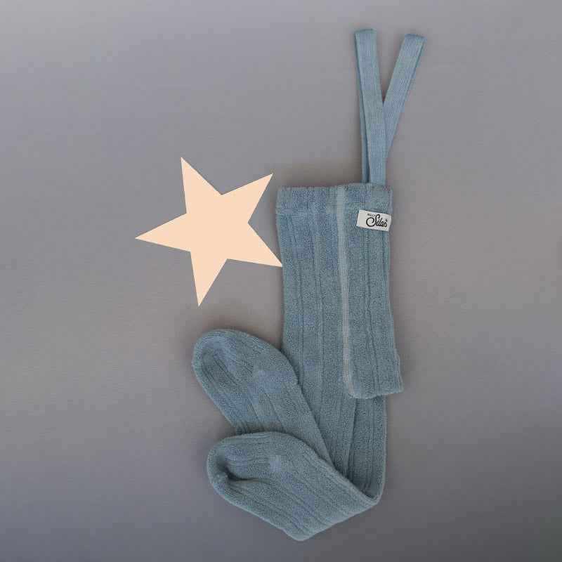 Silly Silas - Granny footed tights with braces - Misty Blue