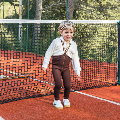 Silly Silas - Footless cotton tights with braces - Chocolate Brown Striped