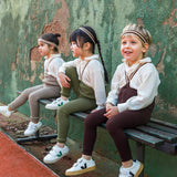 Silly Silas - Footless cotton tights with braces - Chocolate Brown Striped | Scout & Co