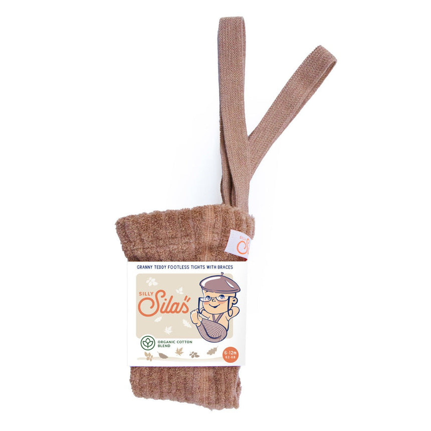 Silly Silas - Granny teddy footless tights with braces - Light Brown | Scout & Co