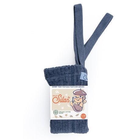 Silly Silas - Granny teddy footless cotton tights with braces - Steel Blue | Scout & Co