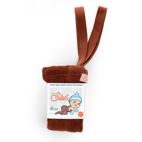 Silly Silas - Teddy warmy cotton tights with braces - Cinnamon | Scout & Co