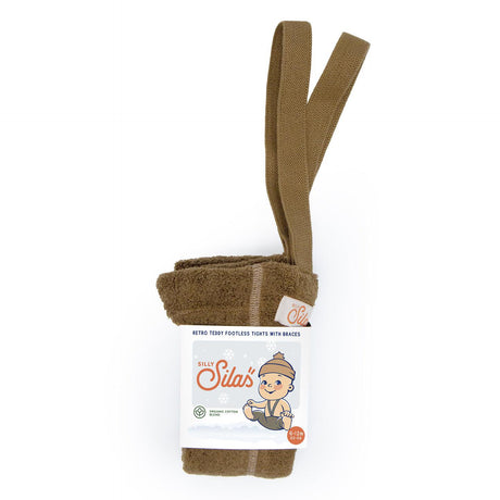 Silly Silas - Teddy warmy cotton tights with braces - Acorn Brown | Scout & Co