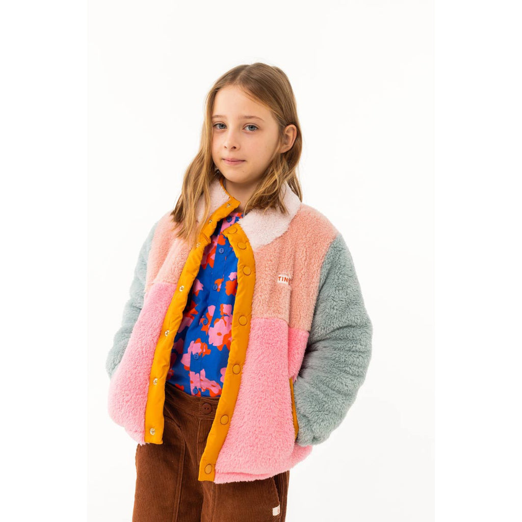 Tiny Cottons - Colour Block polar sherpa jacket - wild rose / pink | Scout & Co