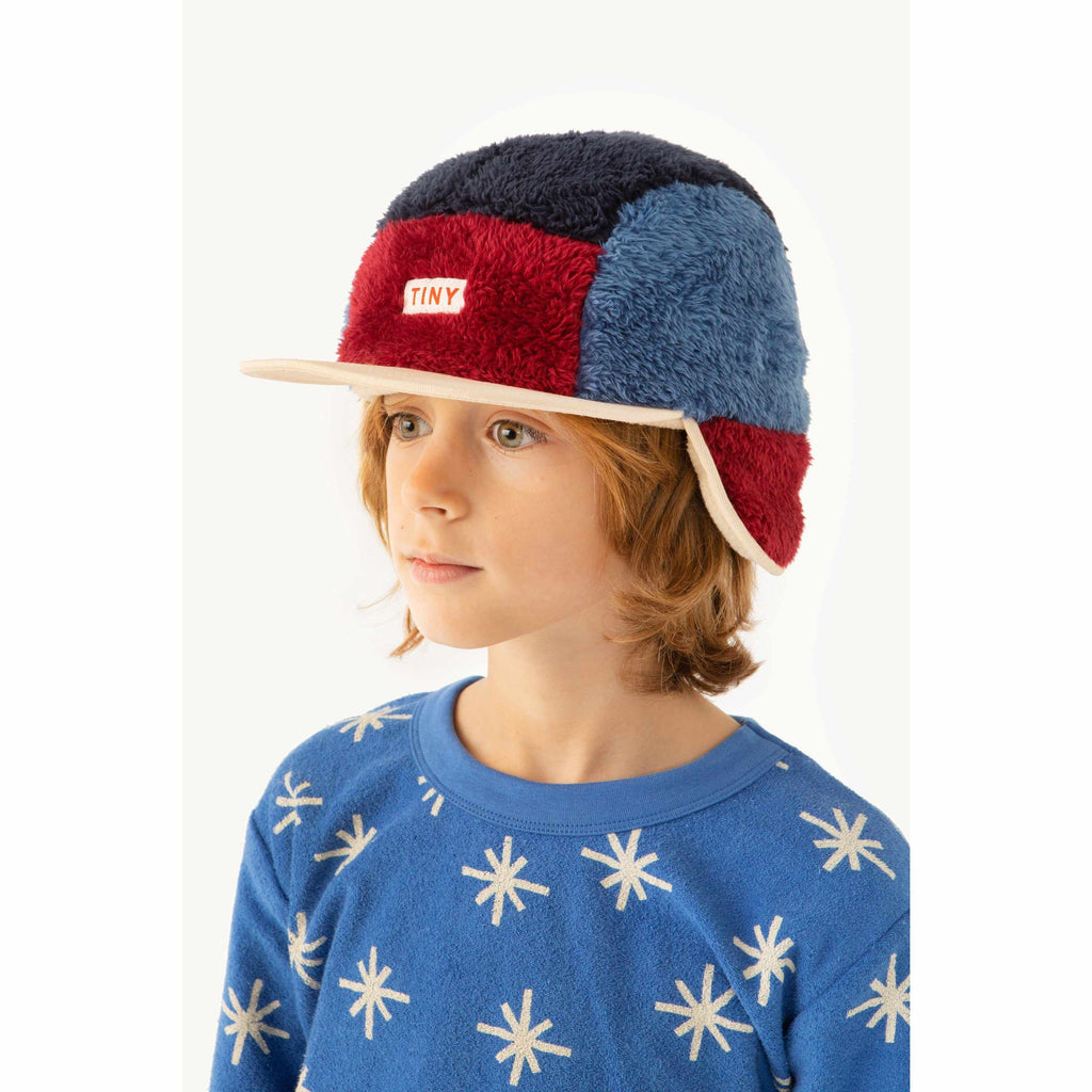 Tiny Cottons - Colour Block polar sherpa cap - navy / deep red | Scout & Co