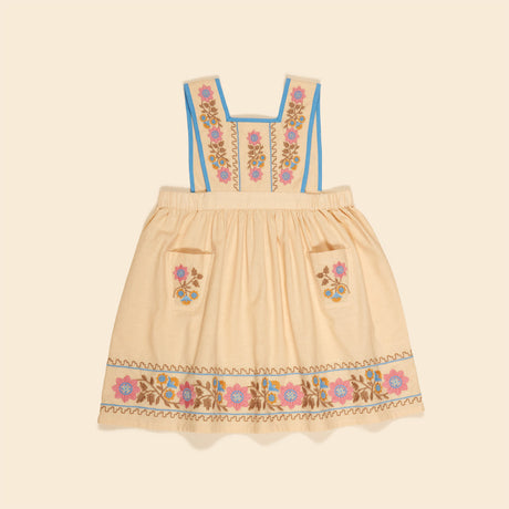 Apolina - Ursina embroidered pinafore dress - Cashew | Scout & Co