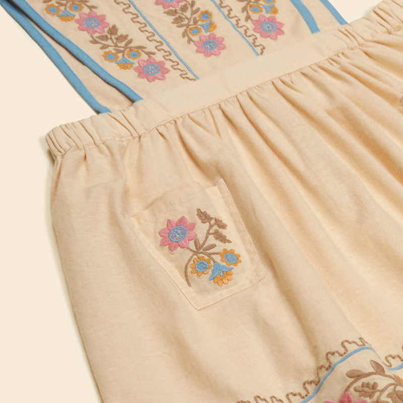 Apolina - Ursina embroidered pinafore dress - Cashew | Scout & Co