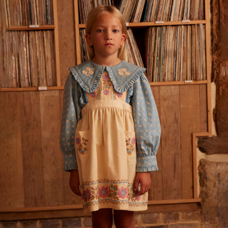 Apolina - Ursina embroidered pinafore dress - Cashew | Scout & Co