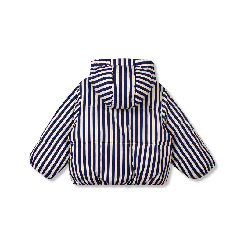 Wynken - Burletta down coat - Painted navy stripe | Scout & Co