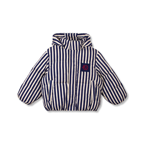 Wynken - Burletta down coat - Painted navy stripe | Scout & Co