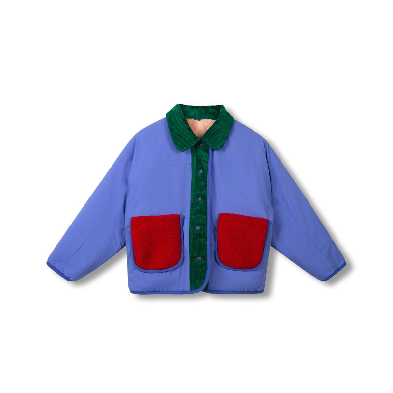 Wynken - Teddy reversible jacket - Blue & Ode to Rose | Scout & Co