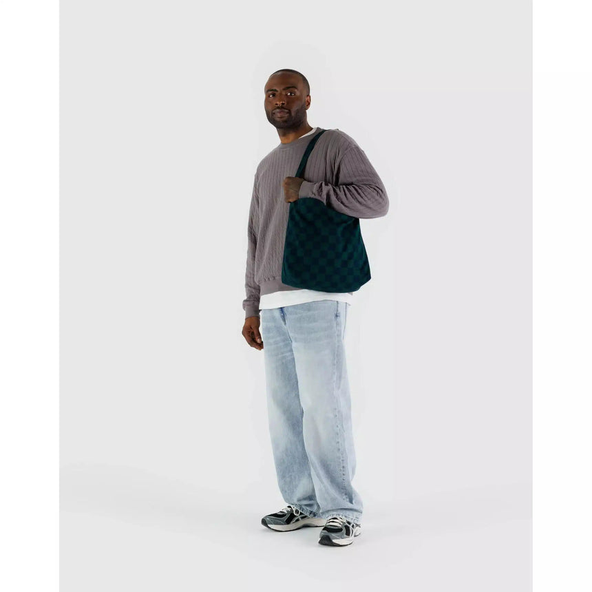 Baggu - Horizontal zip duck bag - Navy Green Check | Scout & Co
