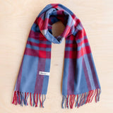 TBCo - Lambswool Oversized Scarf - Blue Modern Tartan | Scout & Co