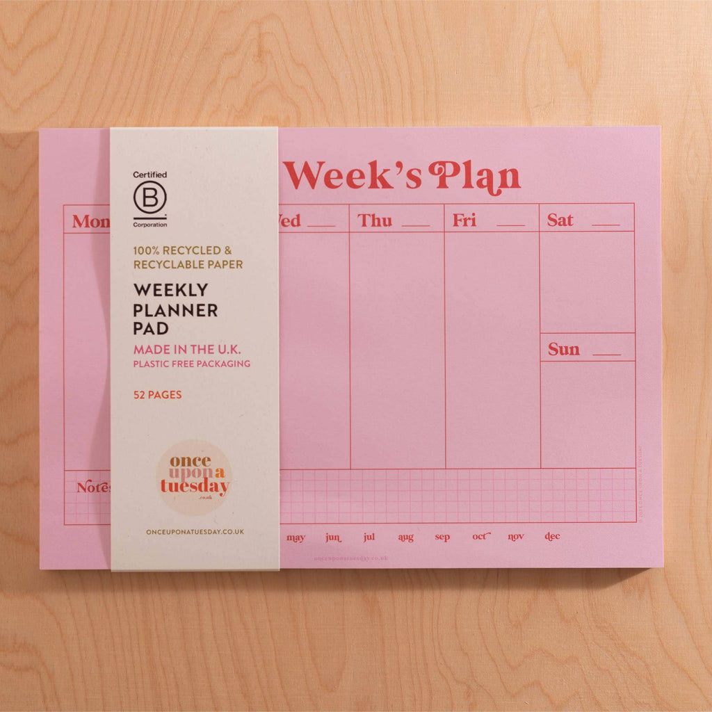 Good Tuesday - A4 Weekly Planner Pad - Pink & Red | Scout & Co