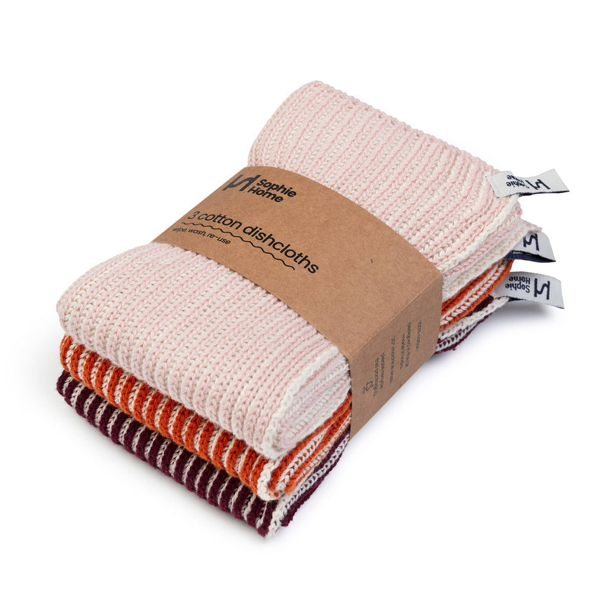 Sophie Home - Reusable Cotton Dishcloths - Ribbed Orange | Scout & Co