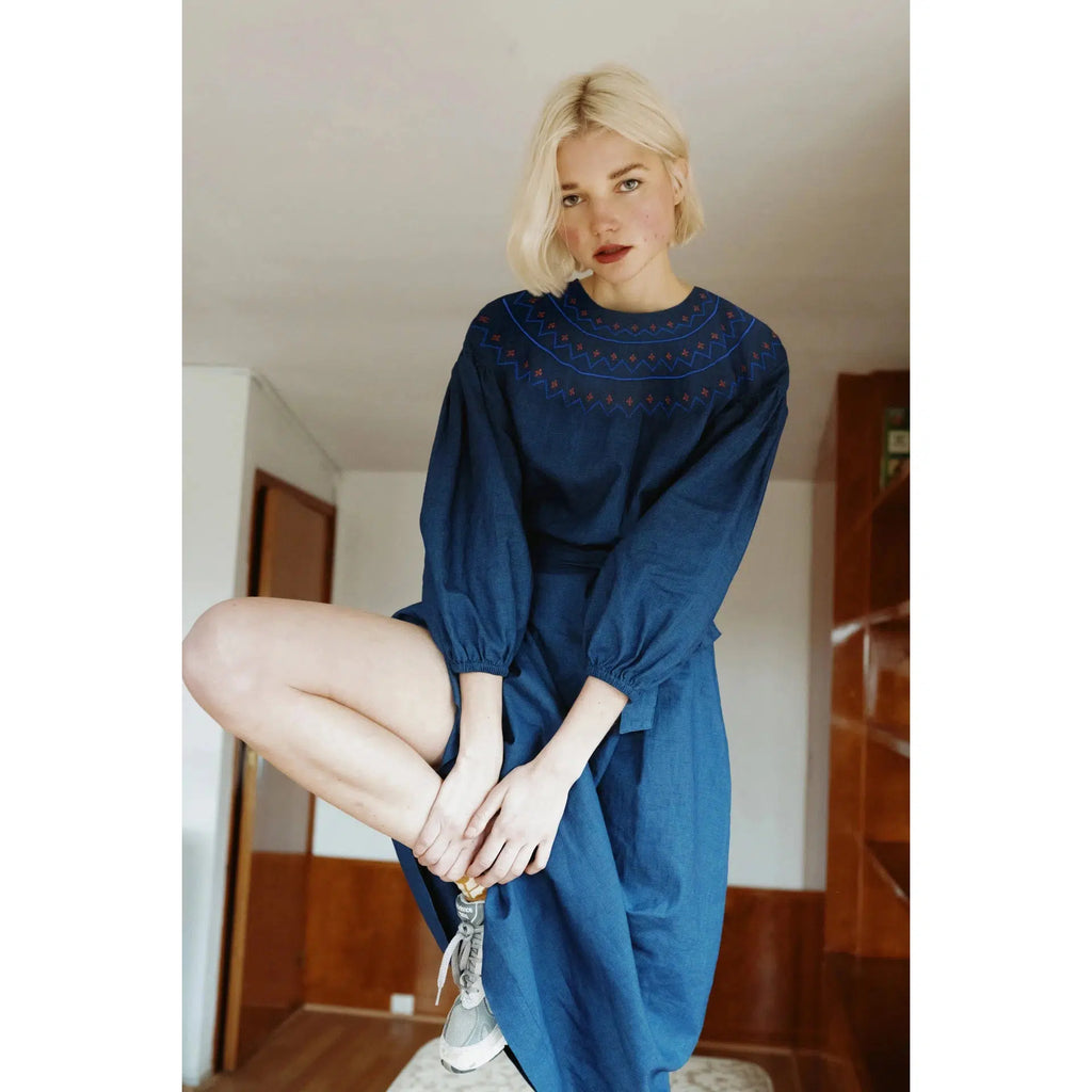 Tiny Cottons Woman - The Tiny Big Sister - Voluminous sleeve dress - navy | Scout & Co