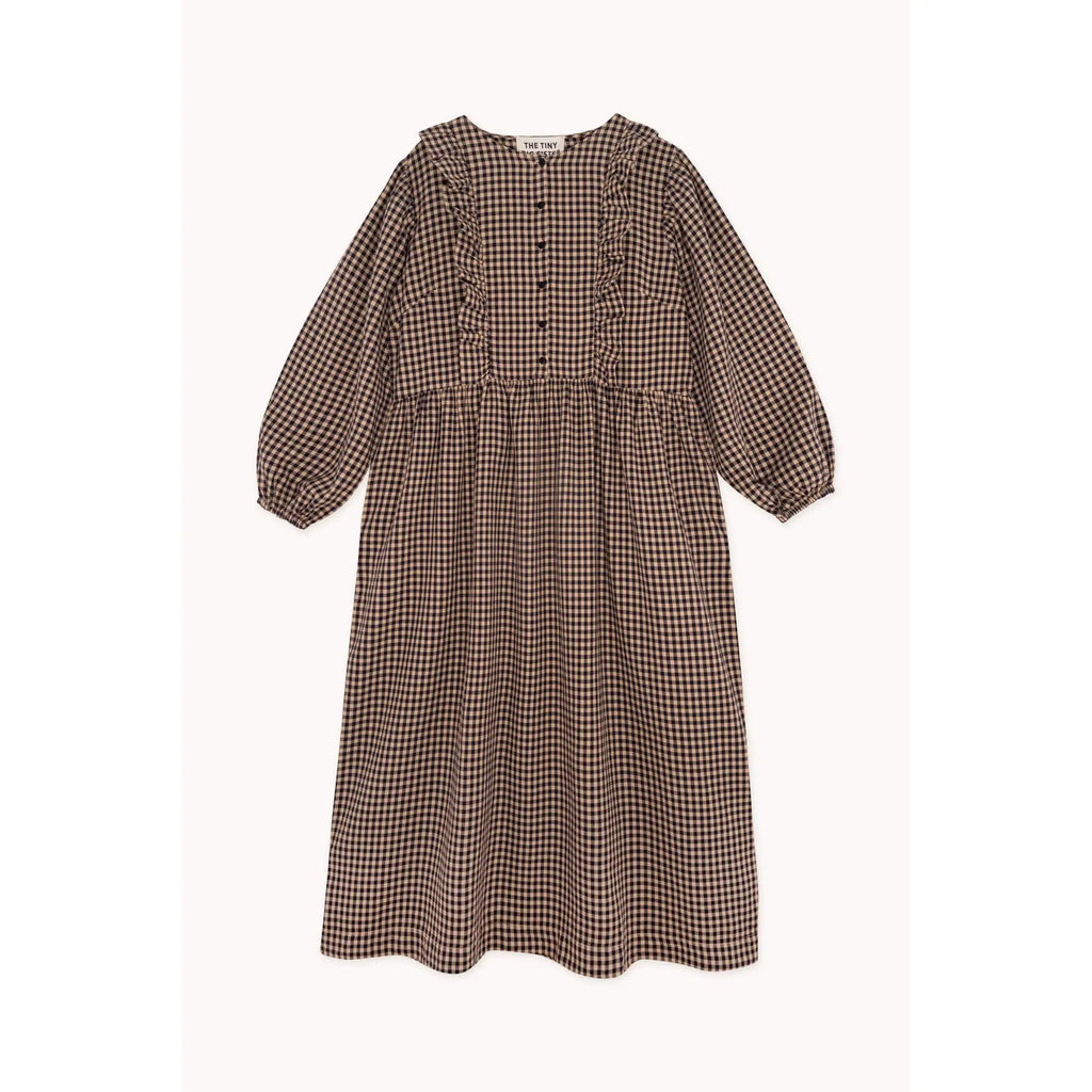 Tiny Cottons Woman - The Tiny Big Sister - Vichy frill dress - navy / taupe | Scout & Co