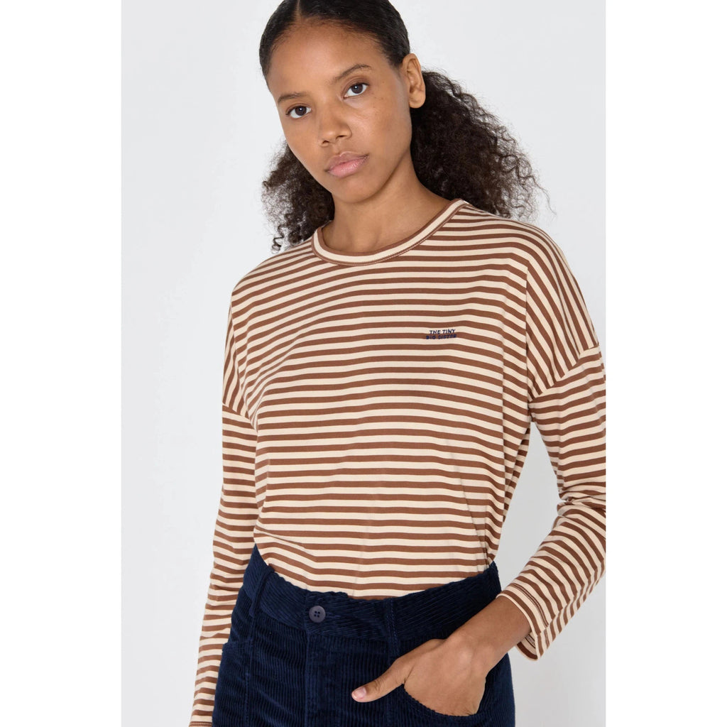 The Tiny Big Sister - Striped long-sleeved tee - chocolate & vanilla | Scout & Co