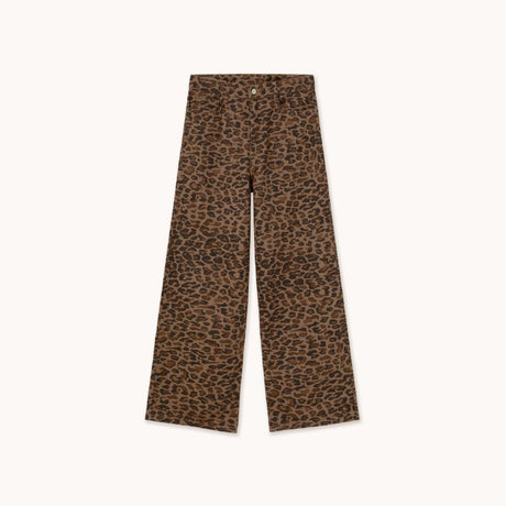 The Tiny Big Sister - Berta animal-print long denim jeans - Mocha