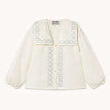 The Tiny Big Sister - Cross Flower embroidered blouse
