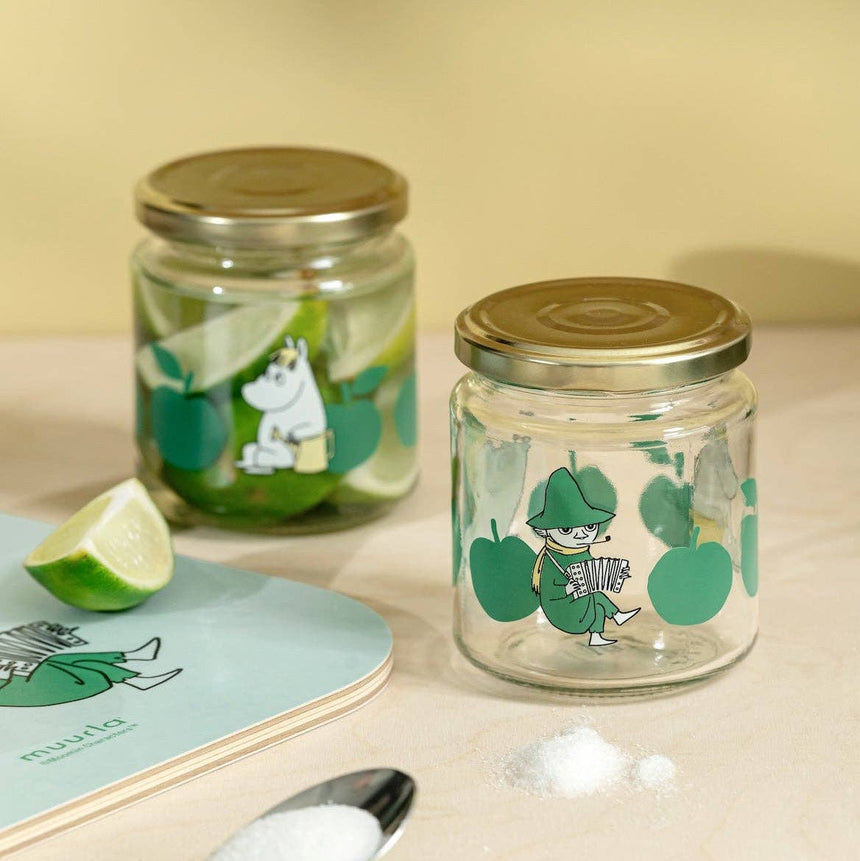 Muurla - Moomin glass kitchen jar - Joyful Apples - Green | Scout & Co