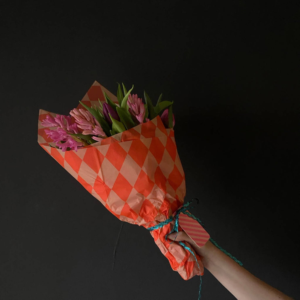 Petra Boase - Luxury Tissue Paper Diamond/Stripe- Fluoro Orange & Peach | Scout & Co