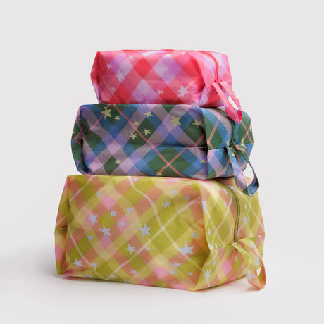 Baggu - 3D Zip Set of 3 - Star Plaid | Scout & Co