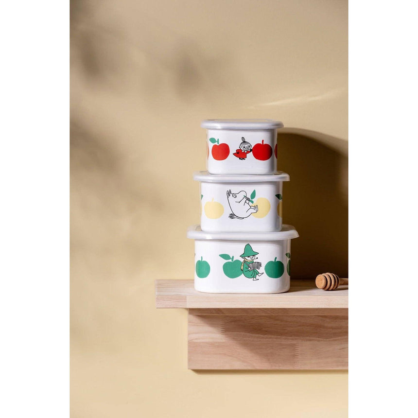 Muurla - Moomin enamel dish / jar with Lid - Joyful Apples - Yellow | Scout & Co