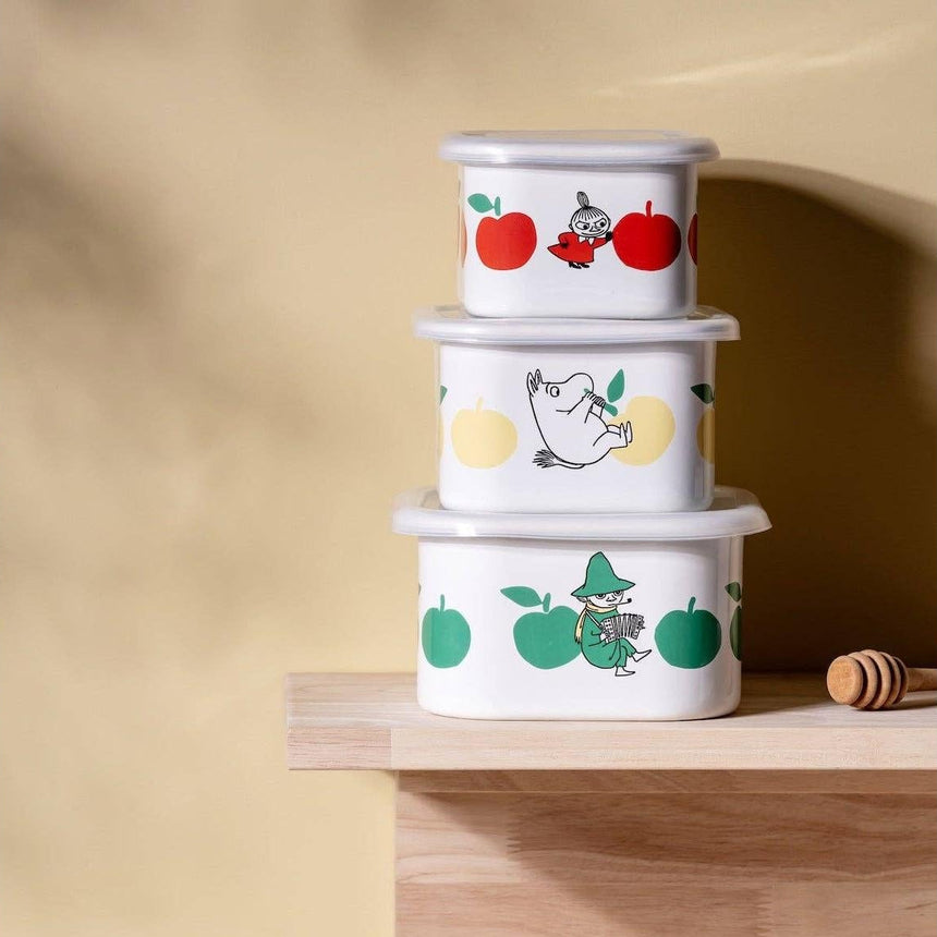Muurla - Moomin enamel dish / jar with lid - Joyful Apples - Red | Scout & Co