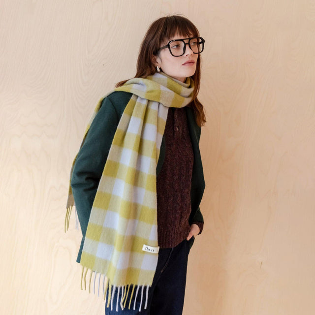 TBCo - Lambswool Scarf in Avocado Gingham | Scout & Co
