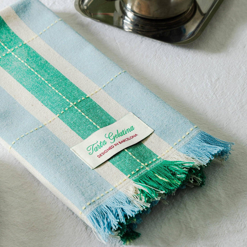 Tarta Gelatina - Striped Napkins (Set of 2) - Green / Blue | Scout & Co