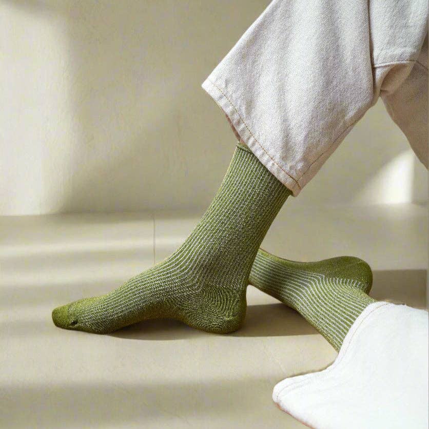 Klue - Glitter Lurex socks - Olive Green | Scout & Co