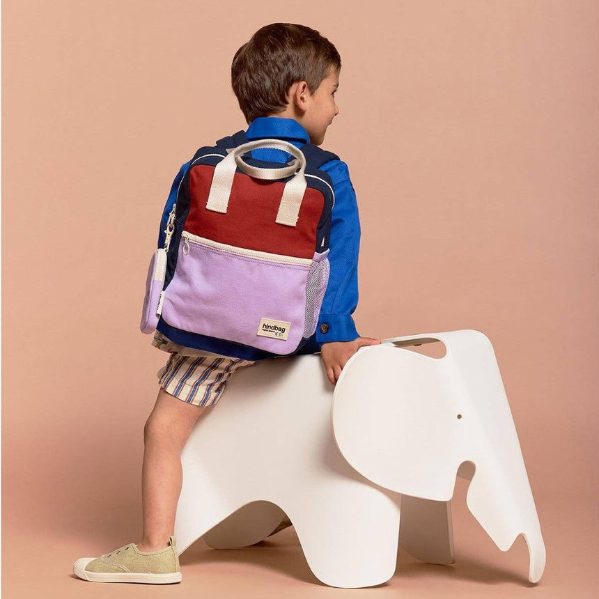 Hindbag - Arthur Tricolour Kids Backpack - Terracotta | Scout & Co