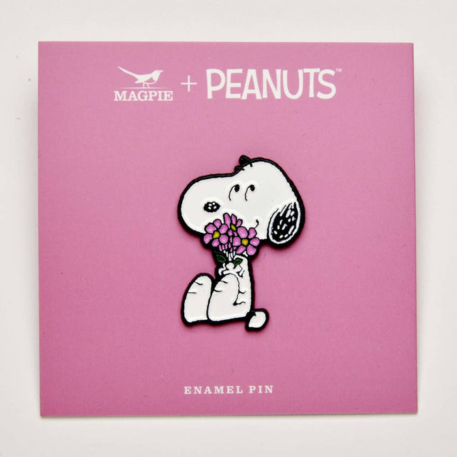 Magpie x Peanuts - Snoopy Flowers Give Hugs Pin | Scout & Co