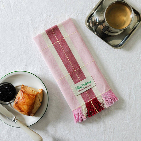 Tarta Gelatina - Striped Napkins (Set of 2) - Burgundy / Pink | Scout & Co