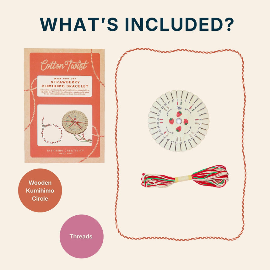 Cotton Twist - Make Your Own Strawberry Kumihimo Bracelet Kit | Scout & Co