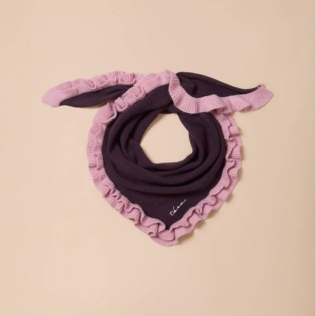 TBCo - Merino Wool Triangle Scarf in Fig Double Ruffle | Scout & Co