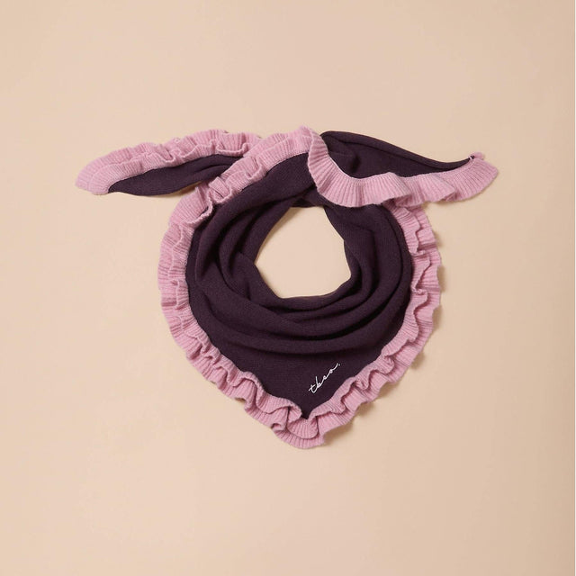 TBCo - Merino Wool Triangle Scarf in Fig Double Ruffle | Scout & Co