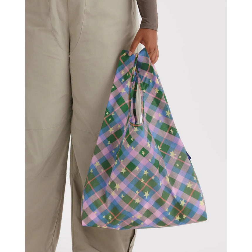 Baggu- Standard Baggu reusable bag - Green Star Plaid