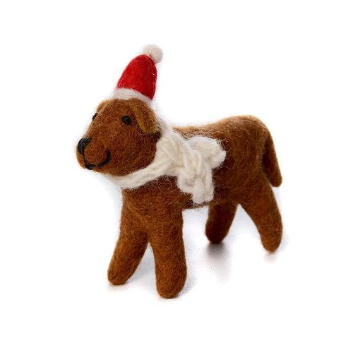 Amica - Chocolate labrador dog with hat & scarf - felt decoration | Scout & Co