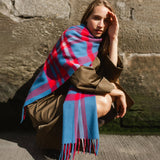 TBCo - Lambswool Oversized Scarf - Blue Modern Tartan | Scout & Co