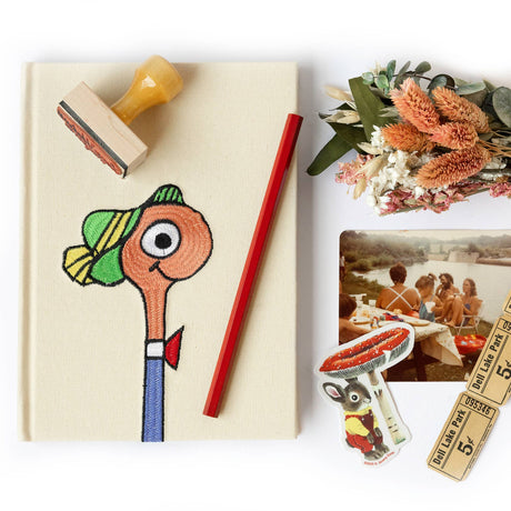 3P4 x Richard Scarry - Lowly Worm embroidered journal | Scout & Co