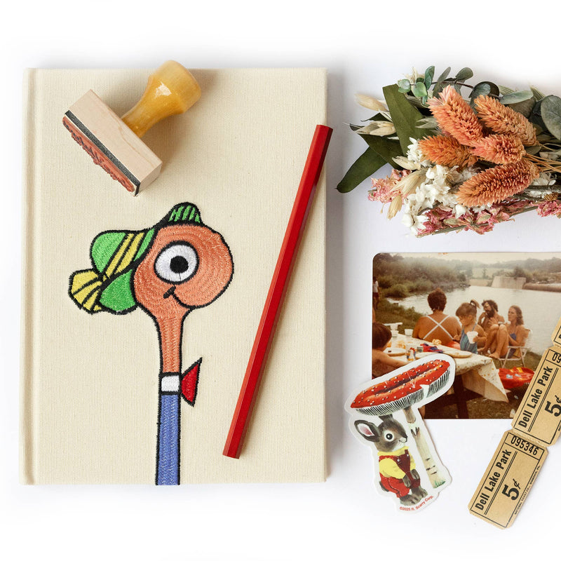 3P4 x Richard Scarry - Lowly Worm embroidered journal | Scout & Co