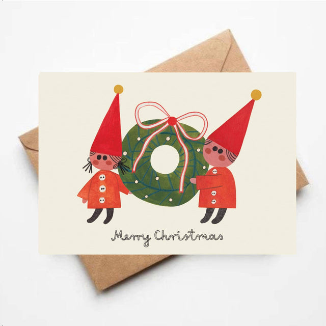 Daria Solak - Elves & Wreath Christmas card | Scout & Co