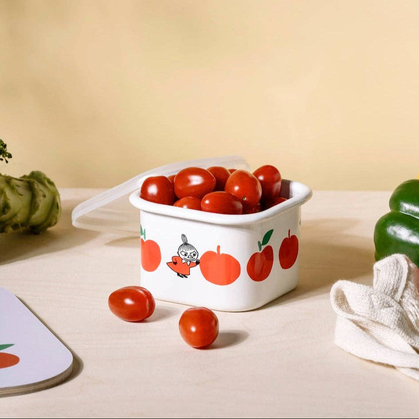 Muurla - Moomin enamel dish / jar with lid - Joyful Apples - Red | Scout & Co