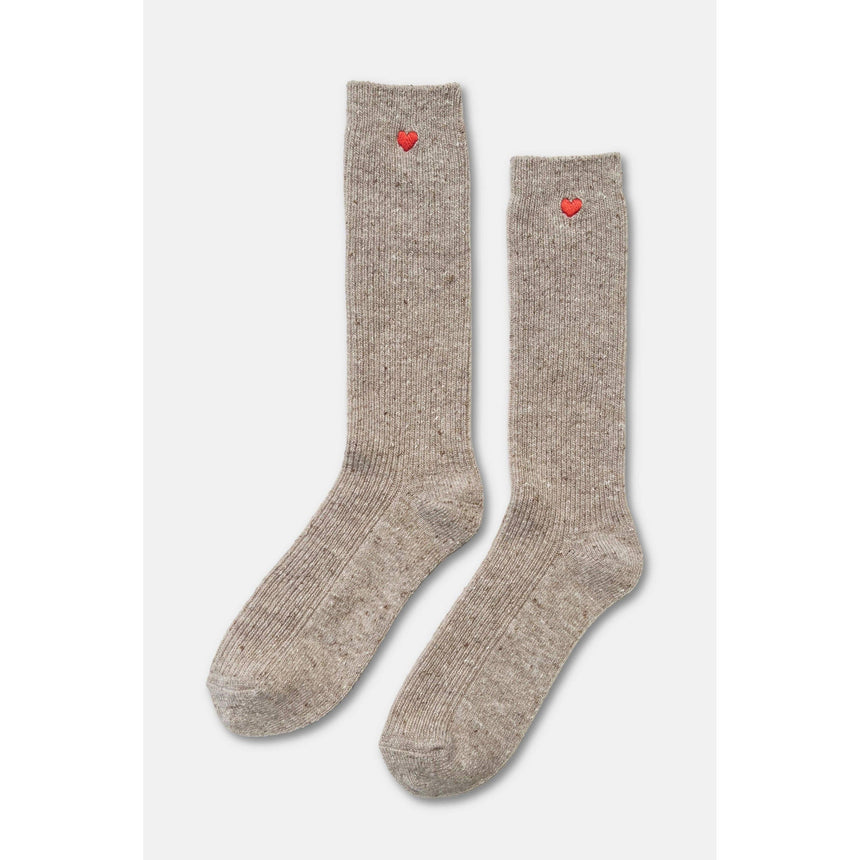 Le Bon Shoppe - Embroidered Snow Socks - Tan + Heart | Scout & Co
