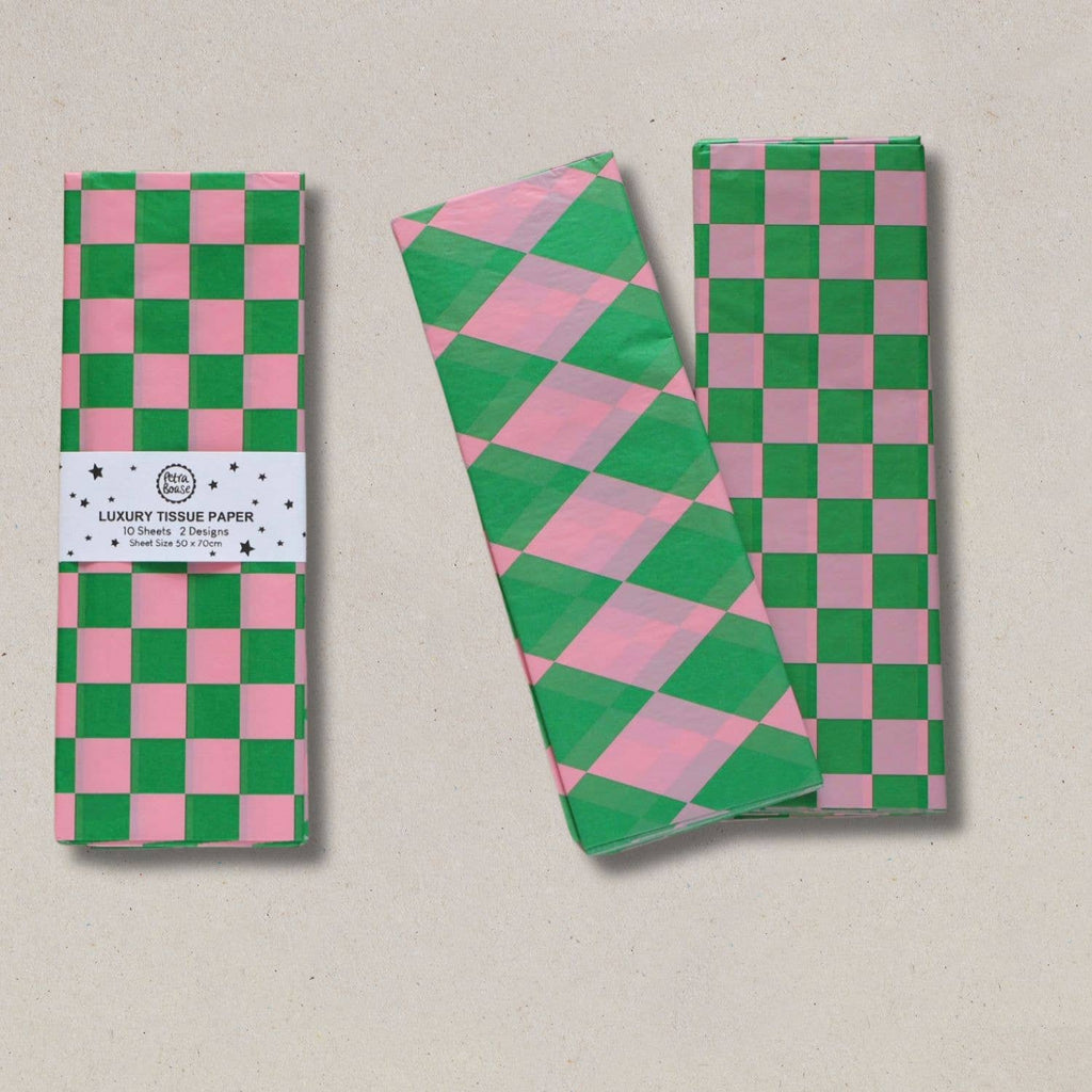 Petra Boase - Luxury Tissue Paper Chequerboard/Diamond - Green/Pink | Scout & Co