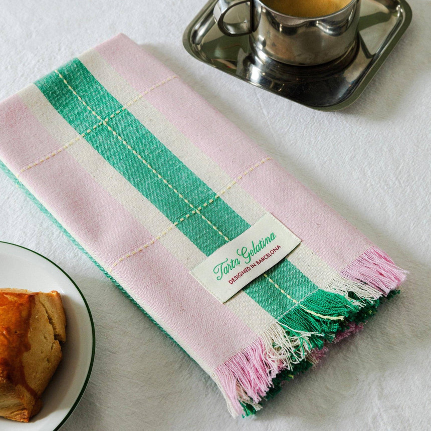 Tarta Gelatina - Striped Napkins (Set of 2) - Green / Pink | Scout & Co